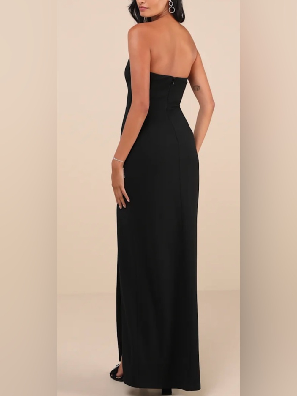 Lulu's Memorably Iconic Black Strapless Lace Bustier Maxi Dress - Picture 3 of 7